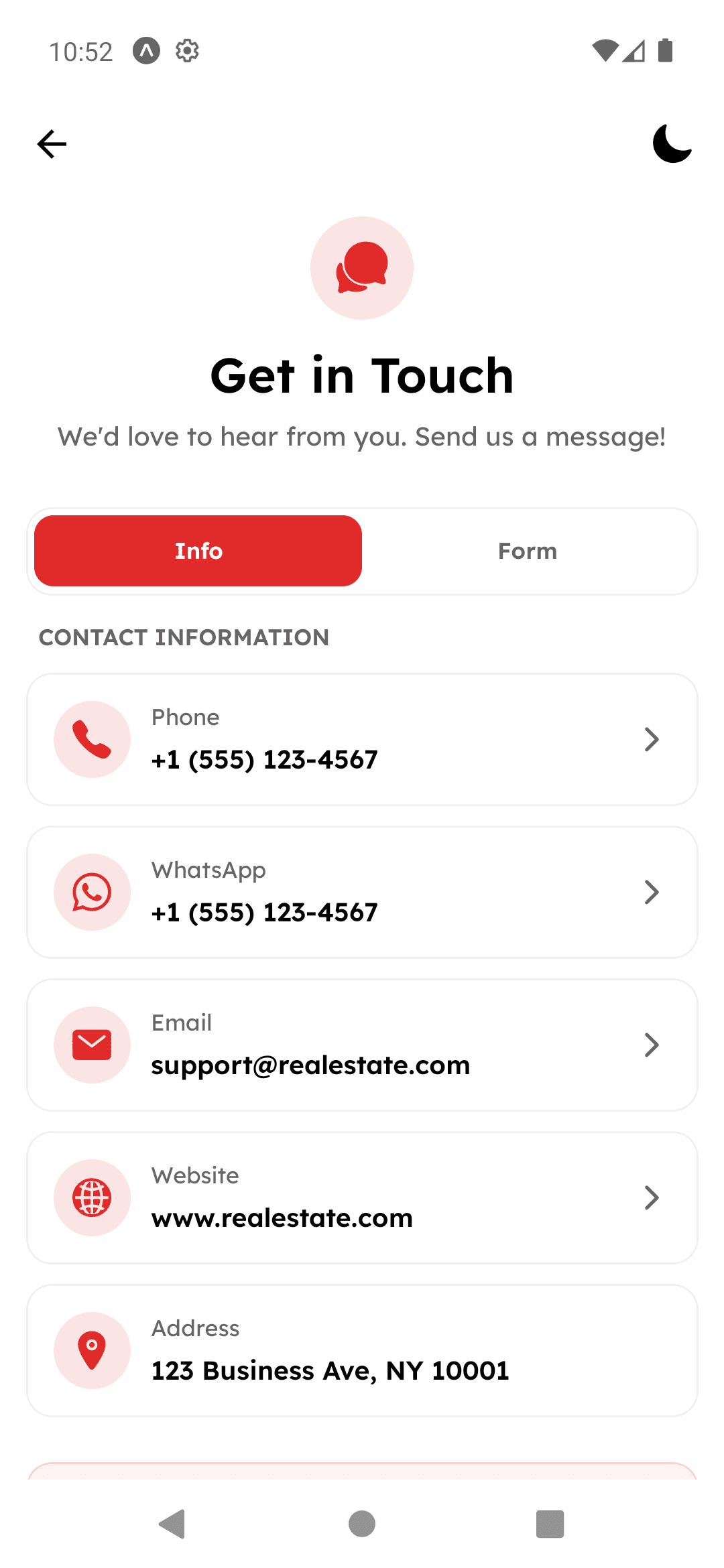 Real Estate screen 1