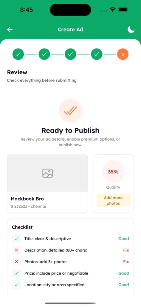 Dashboard & Manage Ads - Screen 6