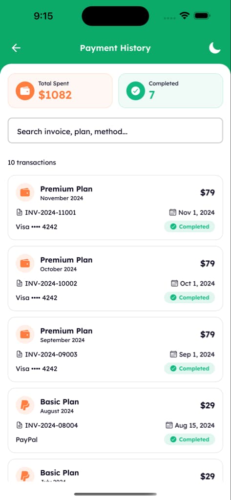 Payments & Finance - Screen 1