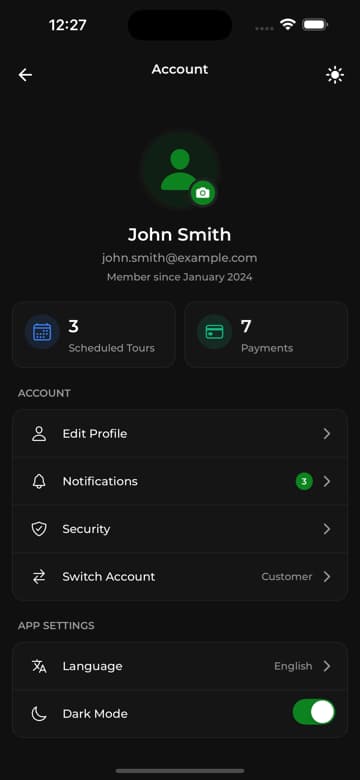 Account & Settings - Screen 1