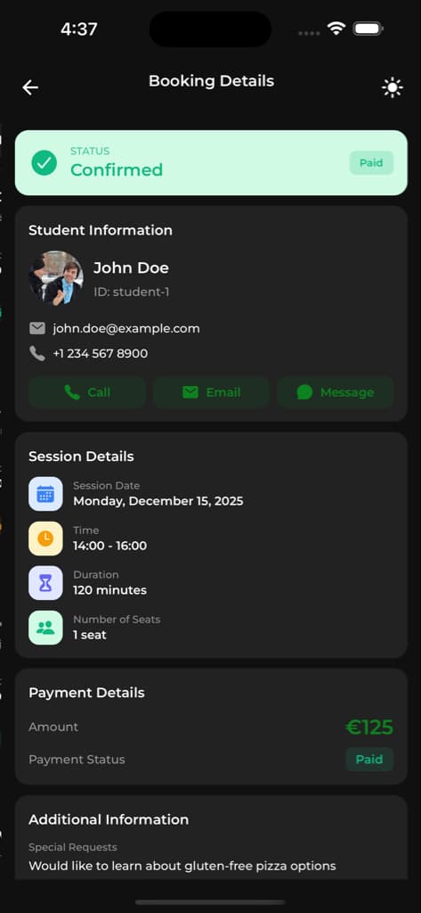 Bookings & Classes - Screen 2