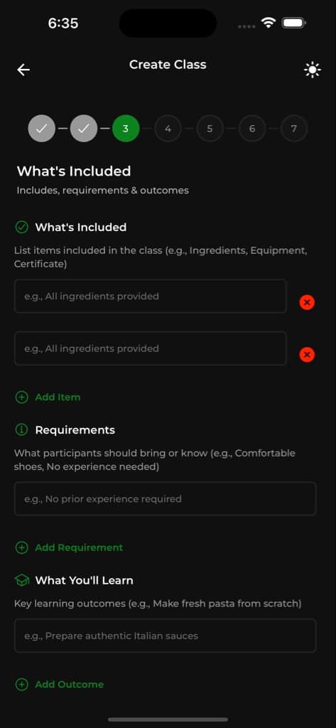 Dashboard & Manage Classes - Screen 5