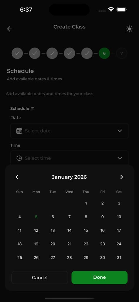 Dashboard & Manage Classes - Screen 10