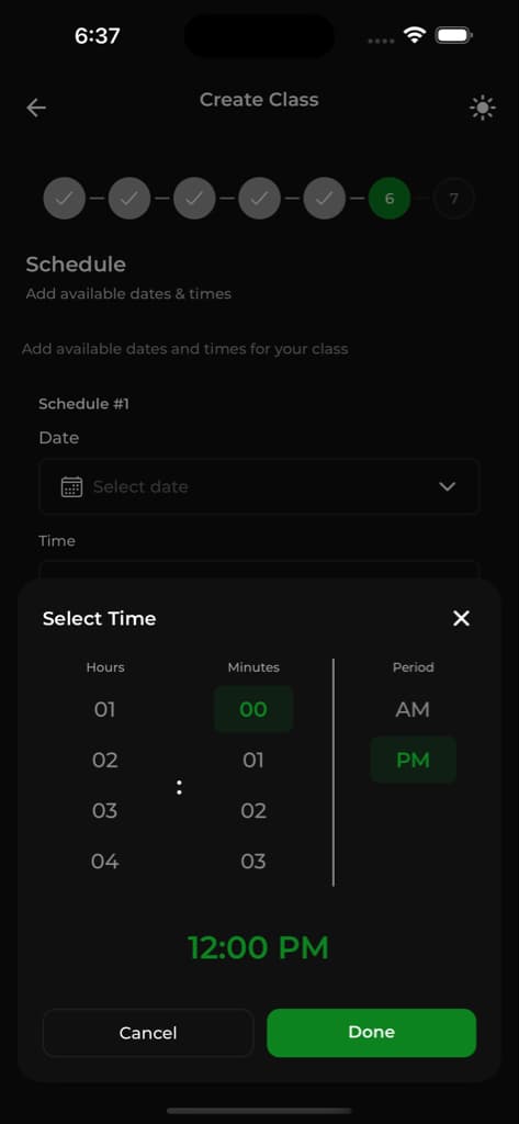 Dashboard & Manage Classes - Screen 11