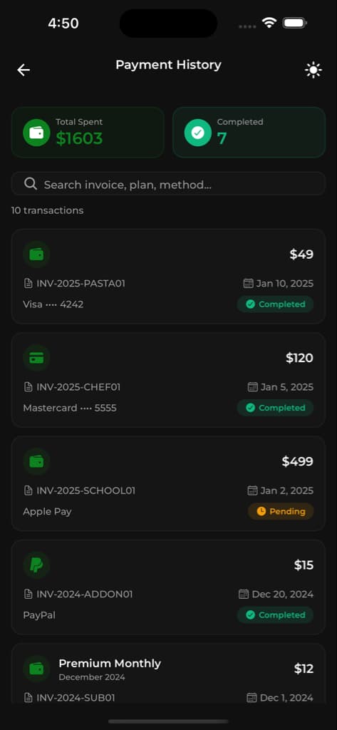 Payments & Finance - Screen 2