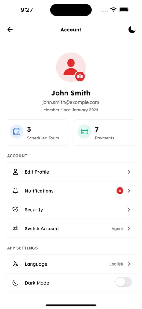 Account & Settings - Screen 1