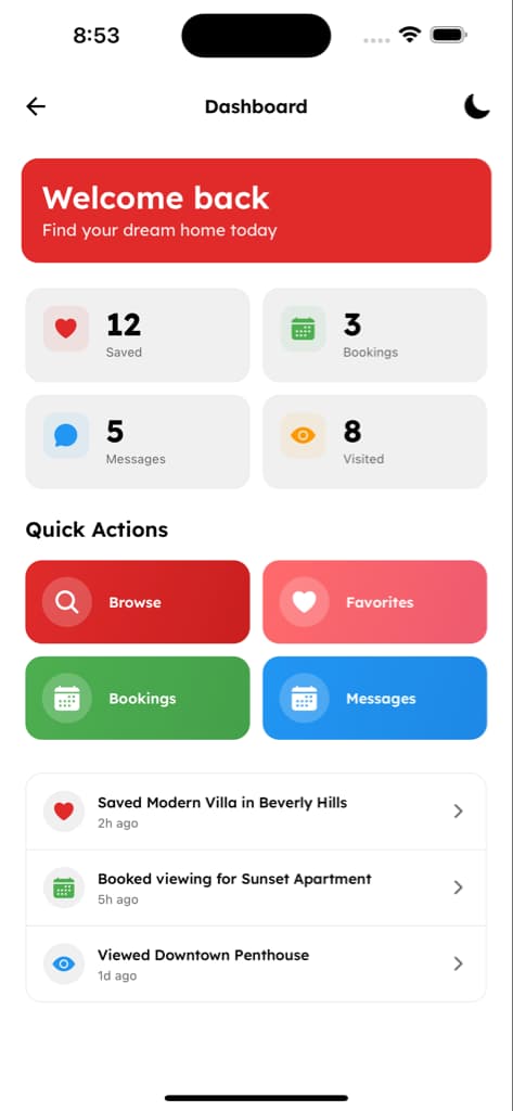 Dashboard & Manage Properties - Screen 1