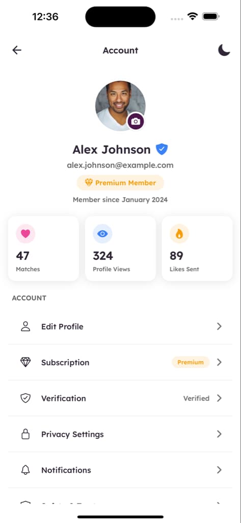 Settings & Support - Screen 1