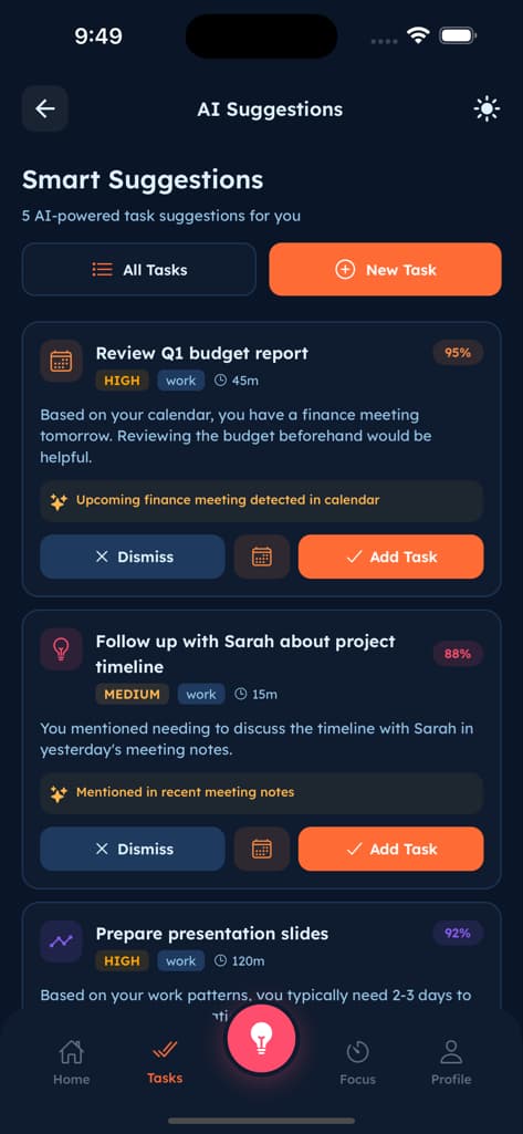 AI Task Intelligence - Screen 1