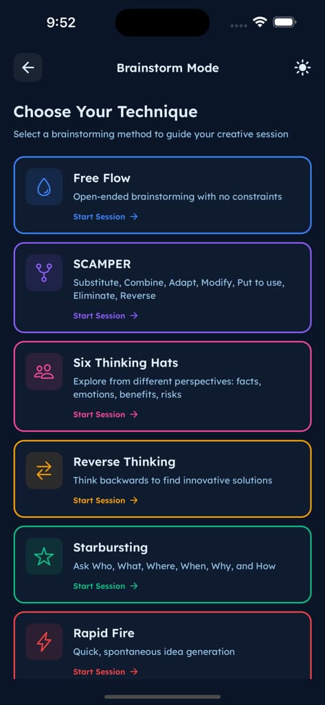 Idea Generation Hub - Screen 2