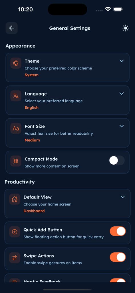 Settings & Profile - Screen 3