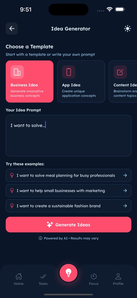 Idea Generation Hub - Screen 6