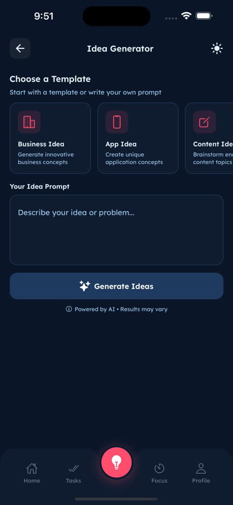 Idea Generation Hub - Screen 7