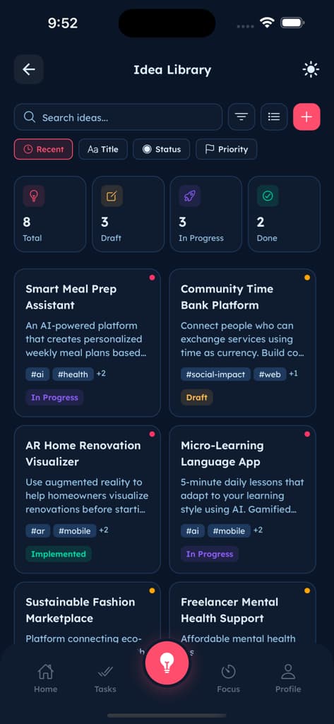 Idea Generation Hub - Screen 8