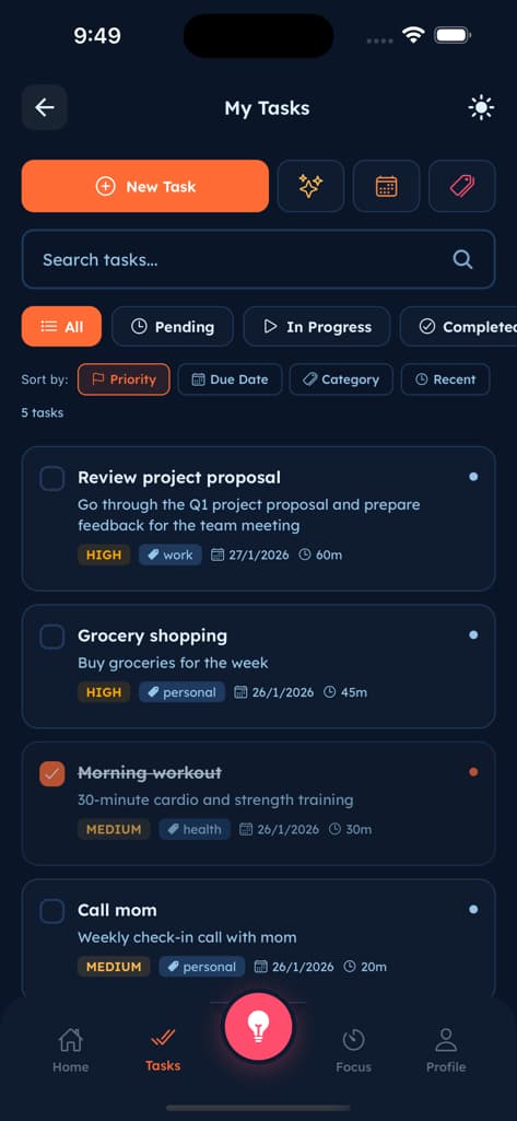 AI Task Intelligence - Screen 2